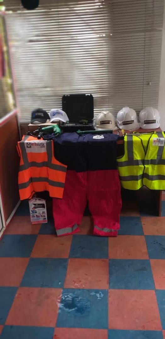 Myriadtex branded safety gear on mannequins