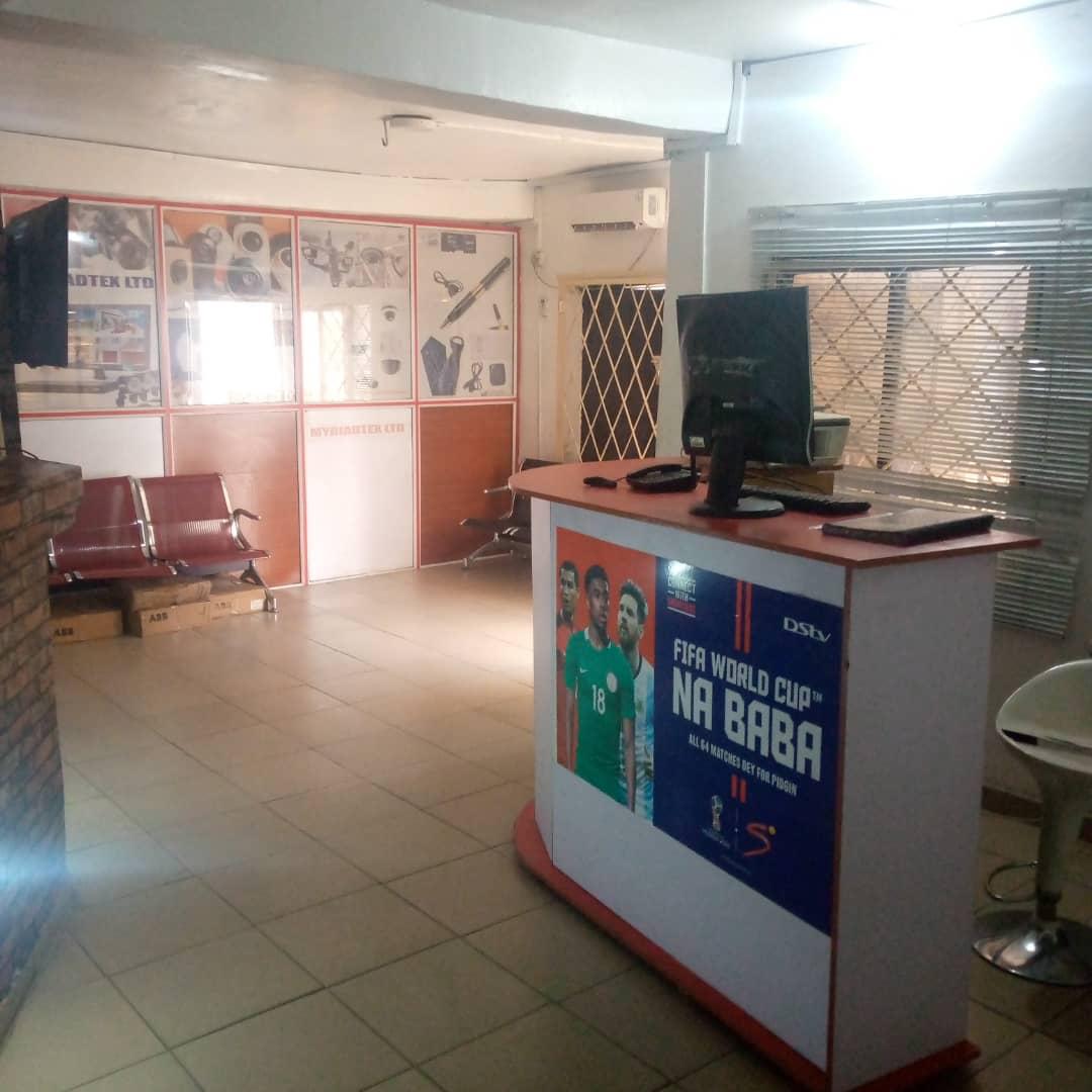 Myriadtex branded display wall with security products